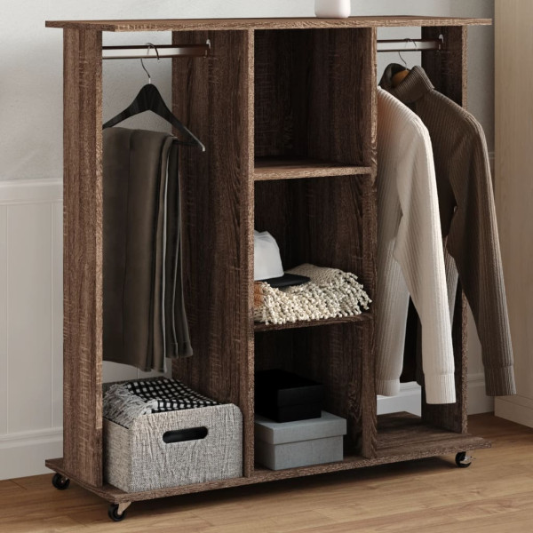 Armario con ruedas madera ingeniería marrón roble 102x38x110 cm
