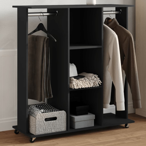 Armario con ruedas madera ingeniería negro 102x38x110 cm