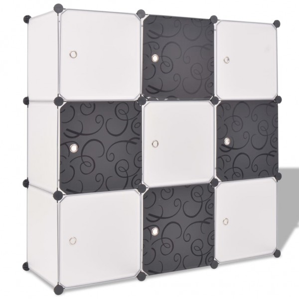Armario cubo organizador con 9 compartimentos negro y blanco