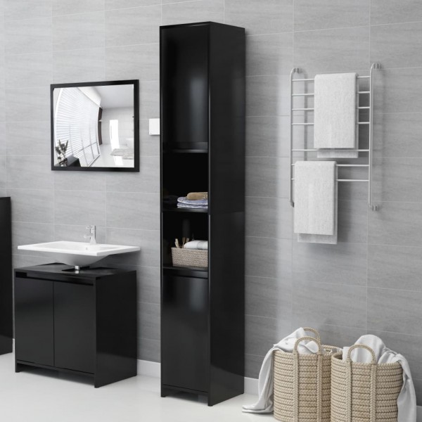 Armario de baño de madera contrachapada negro 30x30x183.5 cm