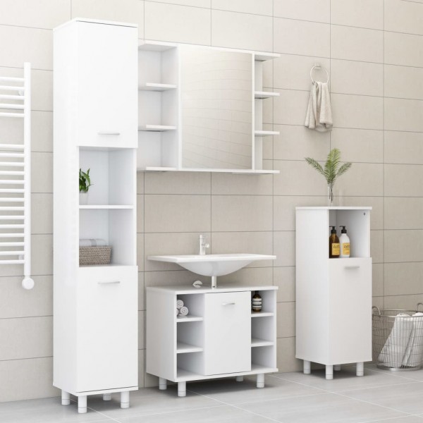 Armario de baño madera contrachapada blanco 30x30x179 cm