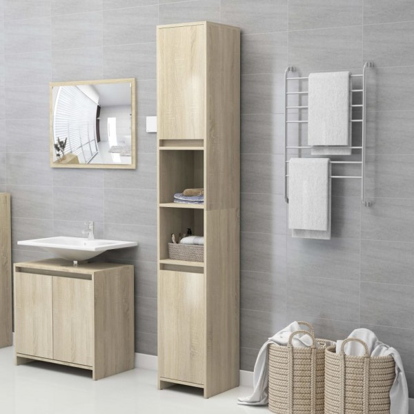 Armario de baño madera contrachapada color roble 30x30x183.5 cm