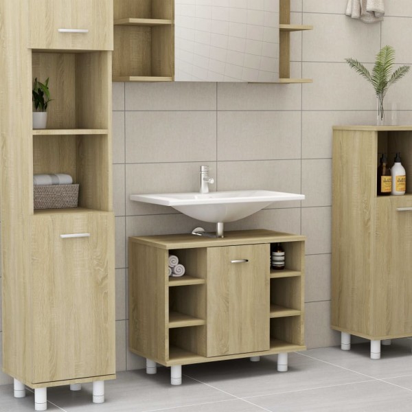 Armario de baño madera contrachapada color roble 60x32x53.5 cm