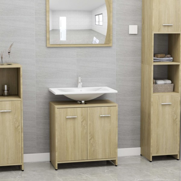 Armario de baño madera contrachapada color roble 60x33x61 cm