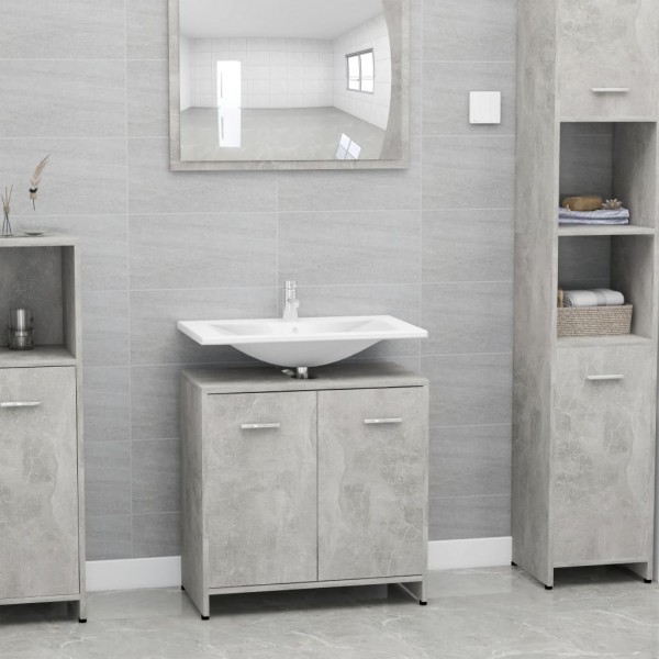 Armario de baño madera contrachapada gris hormigón 60x33x61 cm