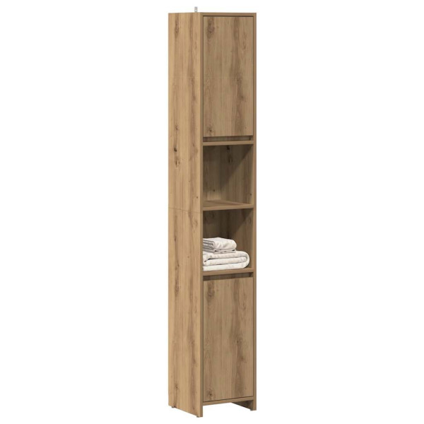 Armario de baño madera ingeniería roble artisan 30x30x183.5 cm