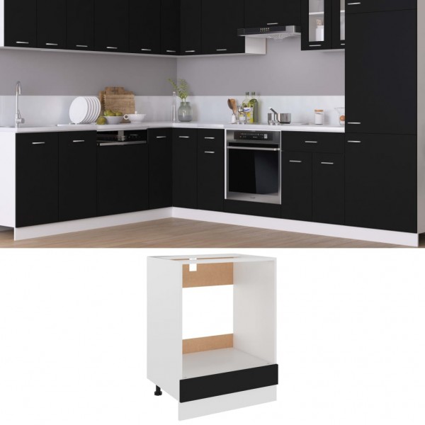 Armario de horno de madera contrachapada negro 60x46x81.5 cm