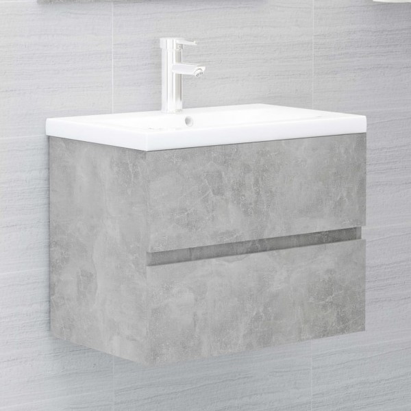 Armario de lavabo contrachapada gris hormigón 60x38.5x45 cm
