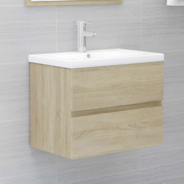Armario de lavabo contrachapada roble Sonoma 60x38.5x45 cm