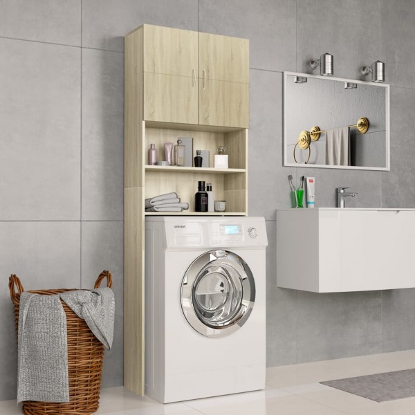 Armario de lavadora madera color roble sonoma 64x25.5x190 cm