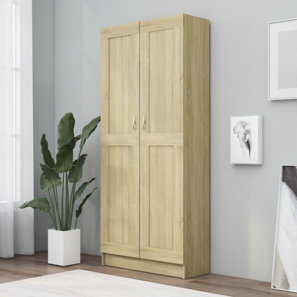 Armario de libros contrachapada color roble 82.5x30.5x185.5 cm