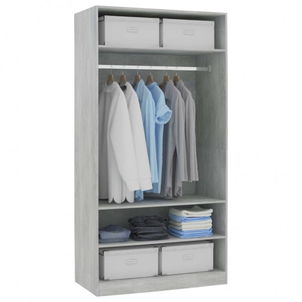 Armario de madera contrachapada gris hormigón 100x50x200 cm