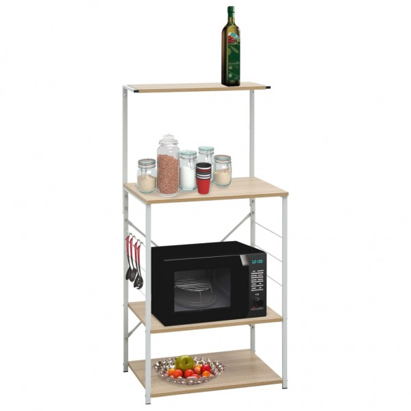 Armario de microondas aglomerado blanco y roble 60x39.6x123 cm