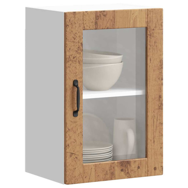 Armario de pared para cocina puerta cristal Porto madera vieja