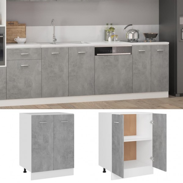 Armario debajo fregadero madera contrachapada gris 60x46x81.5cm