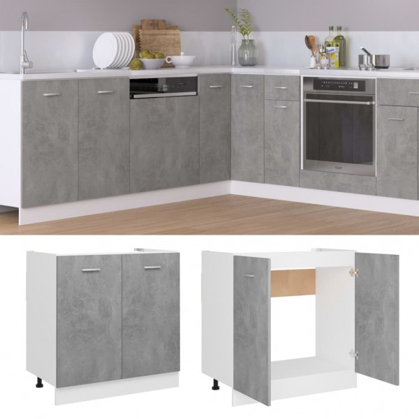 Armario debajo fregadero madera contrachapada gris 80x46x81.5cm