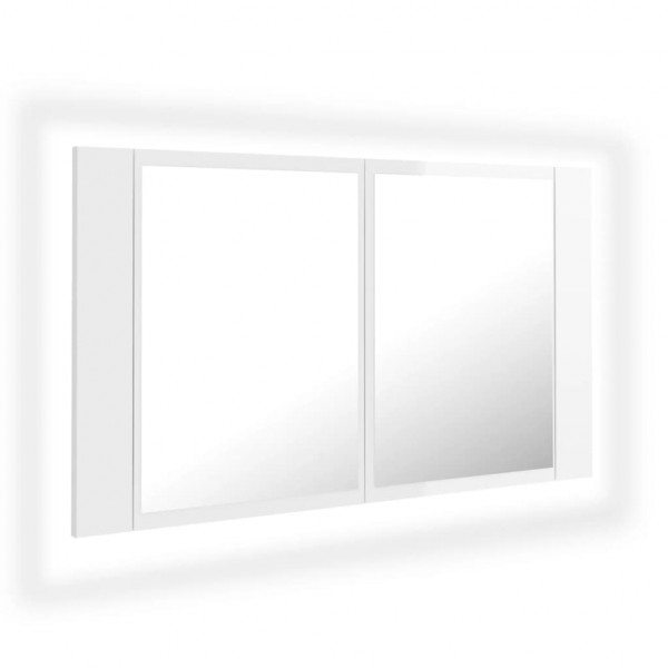 Armario espejo de baño LED acrílico blanco brillo 80x12x45 cm