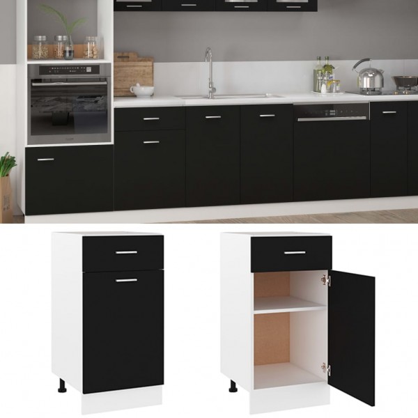 Armario inferior cajón cocina contrachapada negro 40x46x81.5cm