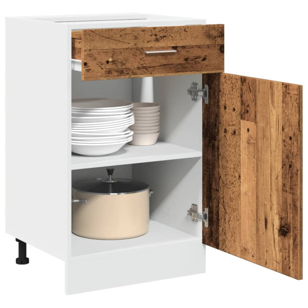 Armario inferior cajón cocina madera envejecida 50x46x81.5 cm