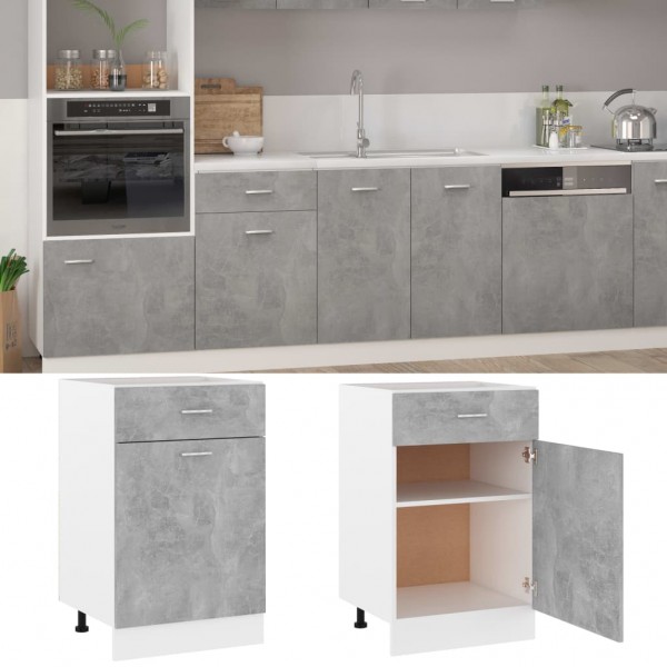 Armario inferior cajón contrachapada gris hormigón 50x46x81.5cm