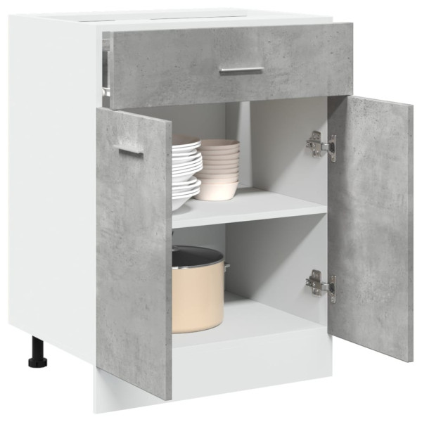 Armario inferior cajón contrachapada gris hormigón 60x46x81.5cm