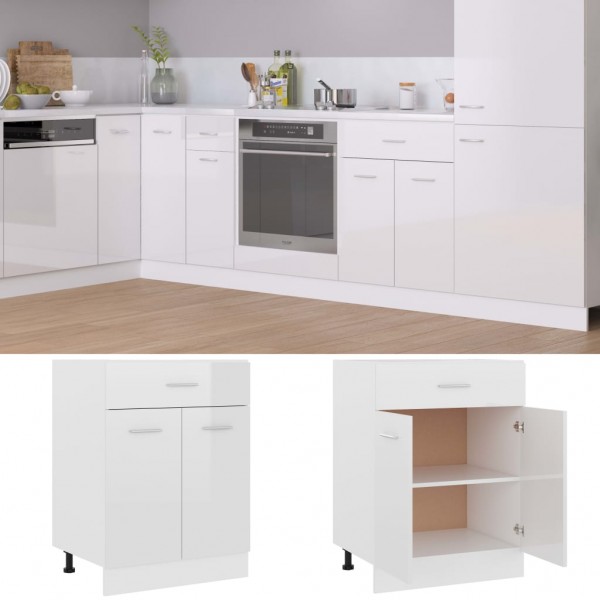 Armario inferior contrachapada blanco brillo 60x46x81.5 cm