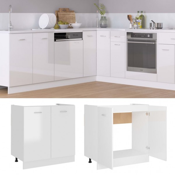 Armario inferior contrachapada blanco brillo 80x46x81.5 cm