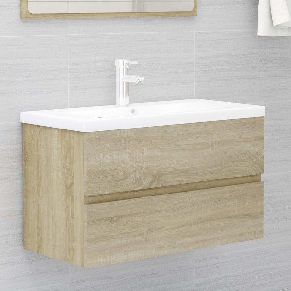 Armario lavabo madera contrachapada roble Sonoma 80x38.5x45cm