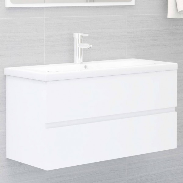Armario para lavabo aglomerado blanco 90x38.5x45 cm