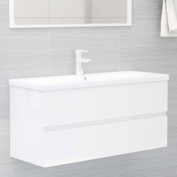 Armario para lavabo aglomerado blanco brillante 100x38.5x45 cm