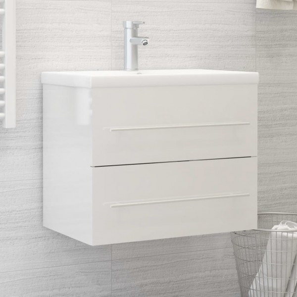 Armario para lavabo aglomerado blanco brillante 60x38.5x48 cm