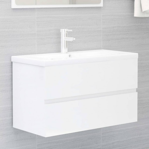 Armario para lavabo aglomerado blanco brillante 80x38.5x45 cm