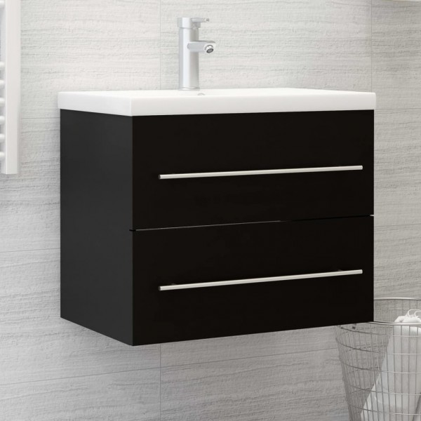 Armario para lavabo aglomerado negro 60x38.5x48 cm