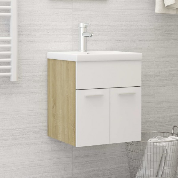 Armario para lavabo contrachapada blanco roble 41x38.5x46 cm
