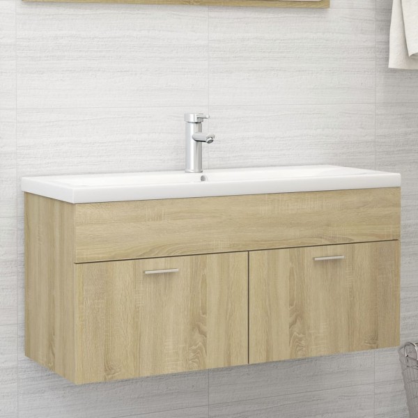 Armario para lavabo contrachapada color roble 100x38.5x46 cm