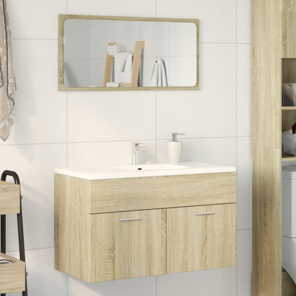 Armario para lavabo contrachapada color roble 80x38.5x46 cm