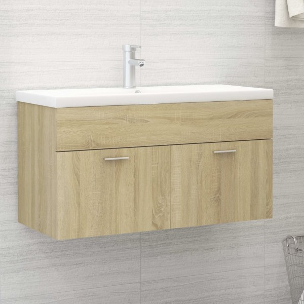 Armario para lavabo contrachapada color roble 90x38.5x46 cm