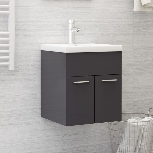 Armario para lavabo contrachapada gris brillo 41x38.5x46 cm