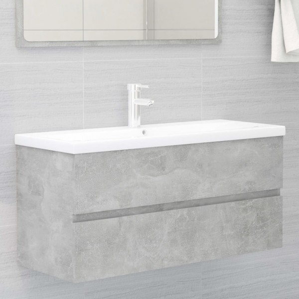 Armario para lavabo contrachapada gris hormigón 100x38.5x45 cm