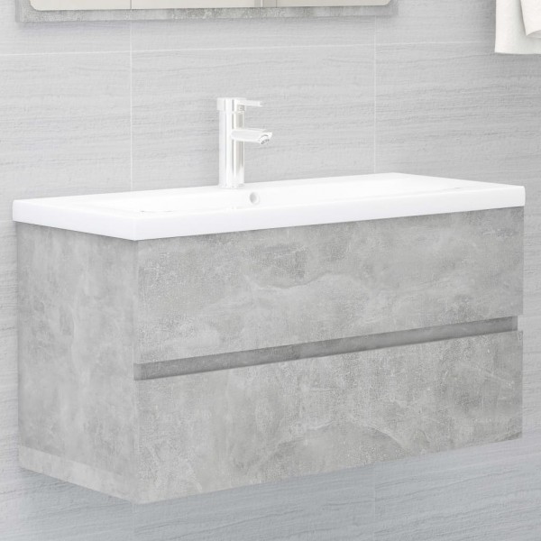 Armario para lavabo contrachapada gris hormigón 90x38.5x45 cm