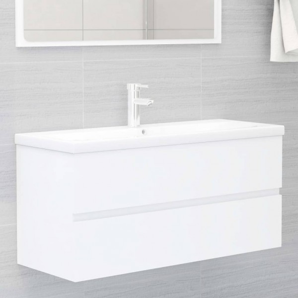 Armario para lavabo madera contrachapada blanco 100x38.5x45 cm