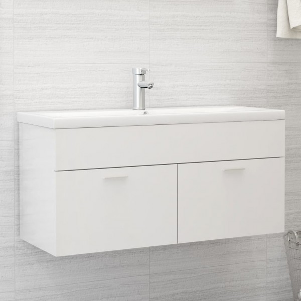 Armario para lavabo madera contrachapada blanco 100x38.5x46 cm