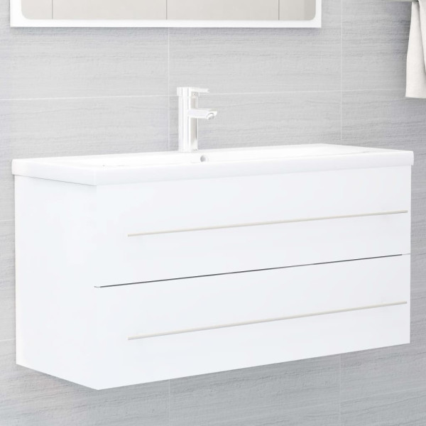 Armario para lavabo madera contrachapada blanco 100x38.5x48 cm