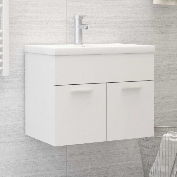 Armario para lavabo madera contrachapada blanco 60x38.5x46 cm