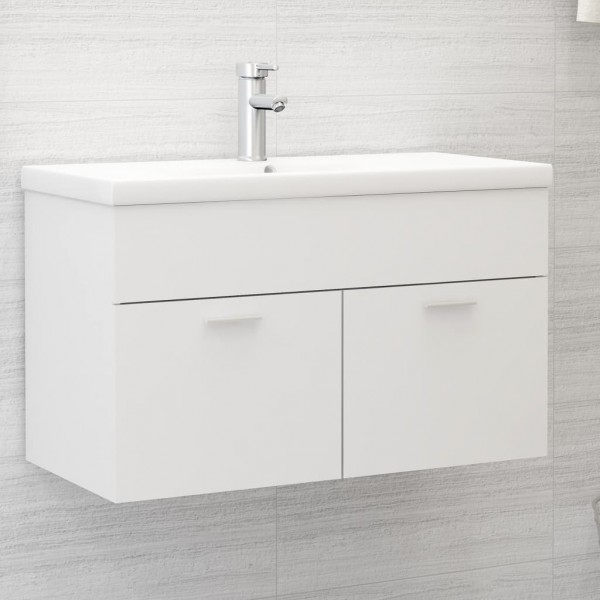 Armario para lavabo madera contrachapada blanco 80x38.5x46 cm