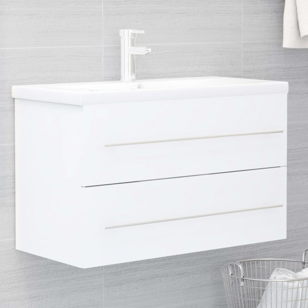 Armario para lavabo madera contrachapada blanco 80x38.5x48 cm
