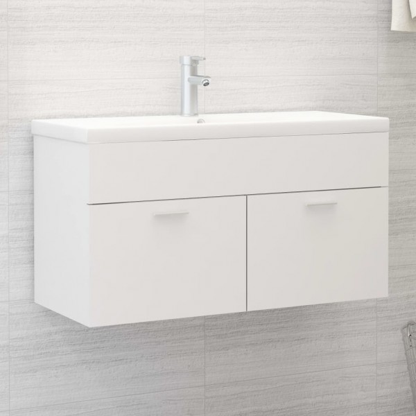 Armario para lavabo madera contrachapada blanco 90x38.5x46 cm