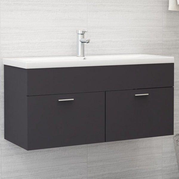Armario para lavabo madera contrachapada gris 100x38.5x46 cm