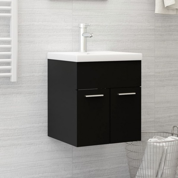 Armario para lavabo madera contrachapada negro 41x38.5x46 cm