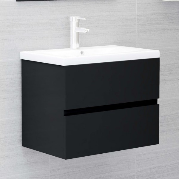 Armario para lavabo madera contrachapada negro 60x38.5x45 cm